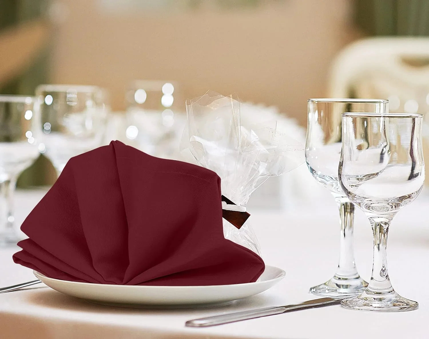 Utopia Kitchen Burgundy Cloth Napkins [12 Pack, 18x18 Inch] Cotton Blend Washable and Reusable Table Dinner Napkins for Hotel, Lunch, Restaurant, Weddings, Event and Parties 18x18 Inch Burgundy
