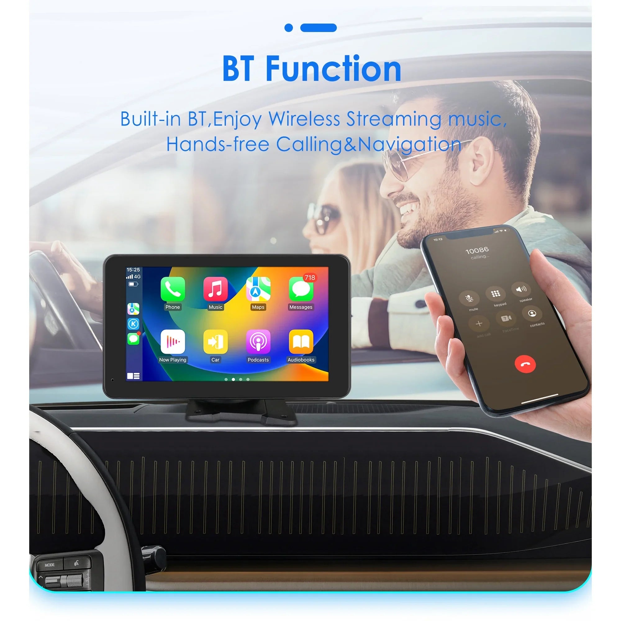 GPS Navigation Apple Carplay AUX FM Car Radio Stereo Head Unit 7" Touchscreen 360° Adjustable Portable Mirror Link Android Auto Monitor Player