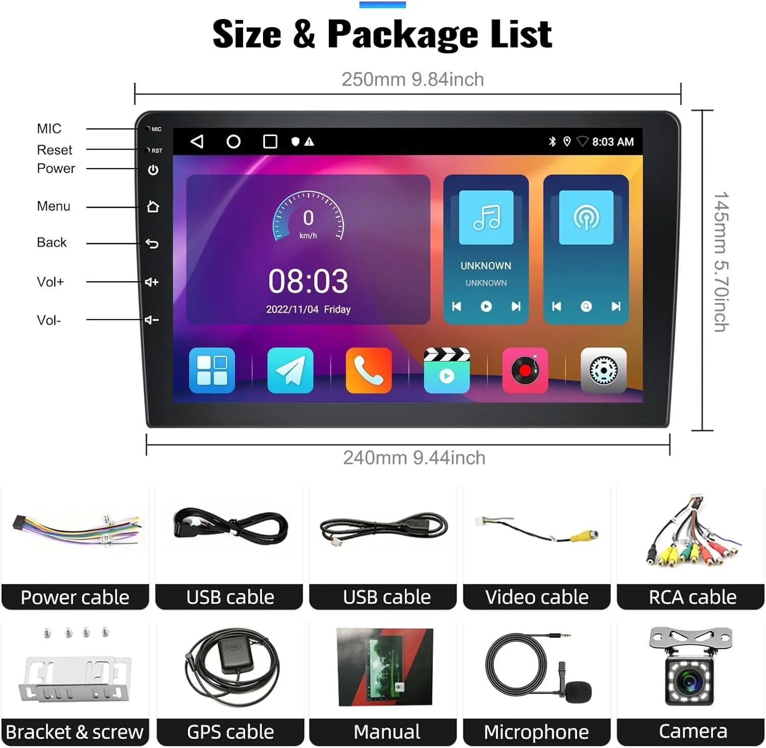 1+32G Car Stereo Android 13 Carplay,10.1 inch HD 1080P Touchscreen FM Receiver Radio Player with Bluetooth Support Change Theme GPS Navigation WiFi USB Mirror Link with Backup Camera