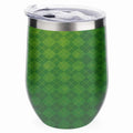 Hidove 12oz 304 Stainless Steel Vacuum Insulated Cups, Green Argyle Textured Background Eggshell Cup U Shape Tumbler Cups with Lid, Double Layer Insulation Wine Cup Big Belly Cup