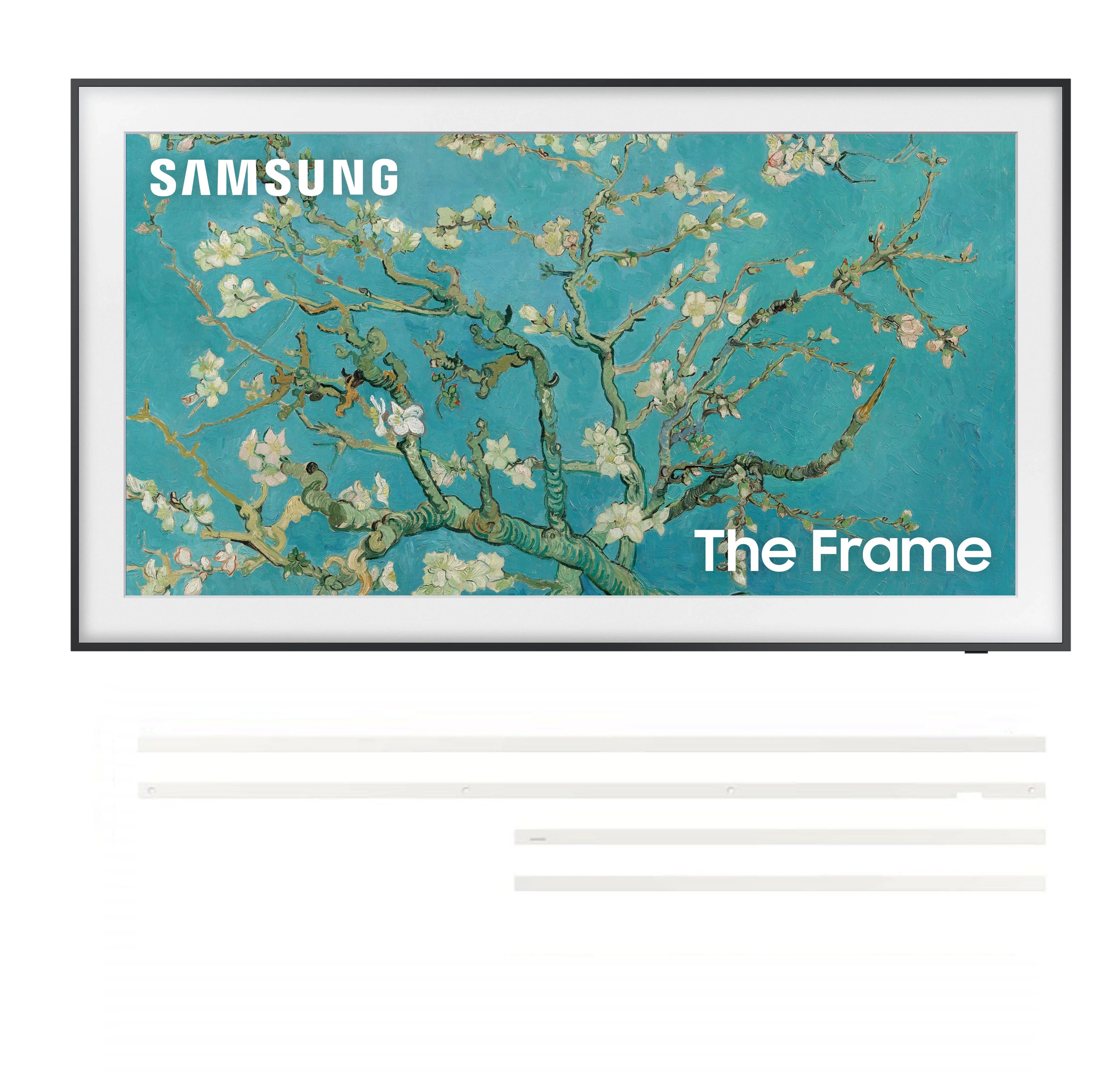 SAMSUNG 43-inch QLED The Frame Series Quantum HDR Smart TV with Samsung VG-SCFA43WTB 43" The Frame Customizable Bezel - Modern White (2022)
