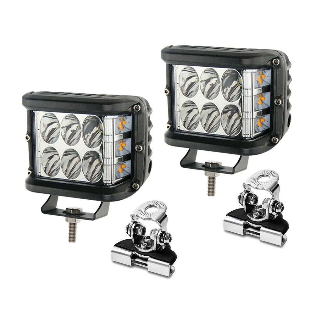 Jercoda 2 Set 45W LED Work Light with LED Work Light Bar Mount Bracket Clamp Holder for DIY Car Truck ATV SUV Universal Cars