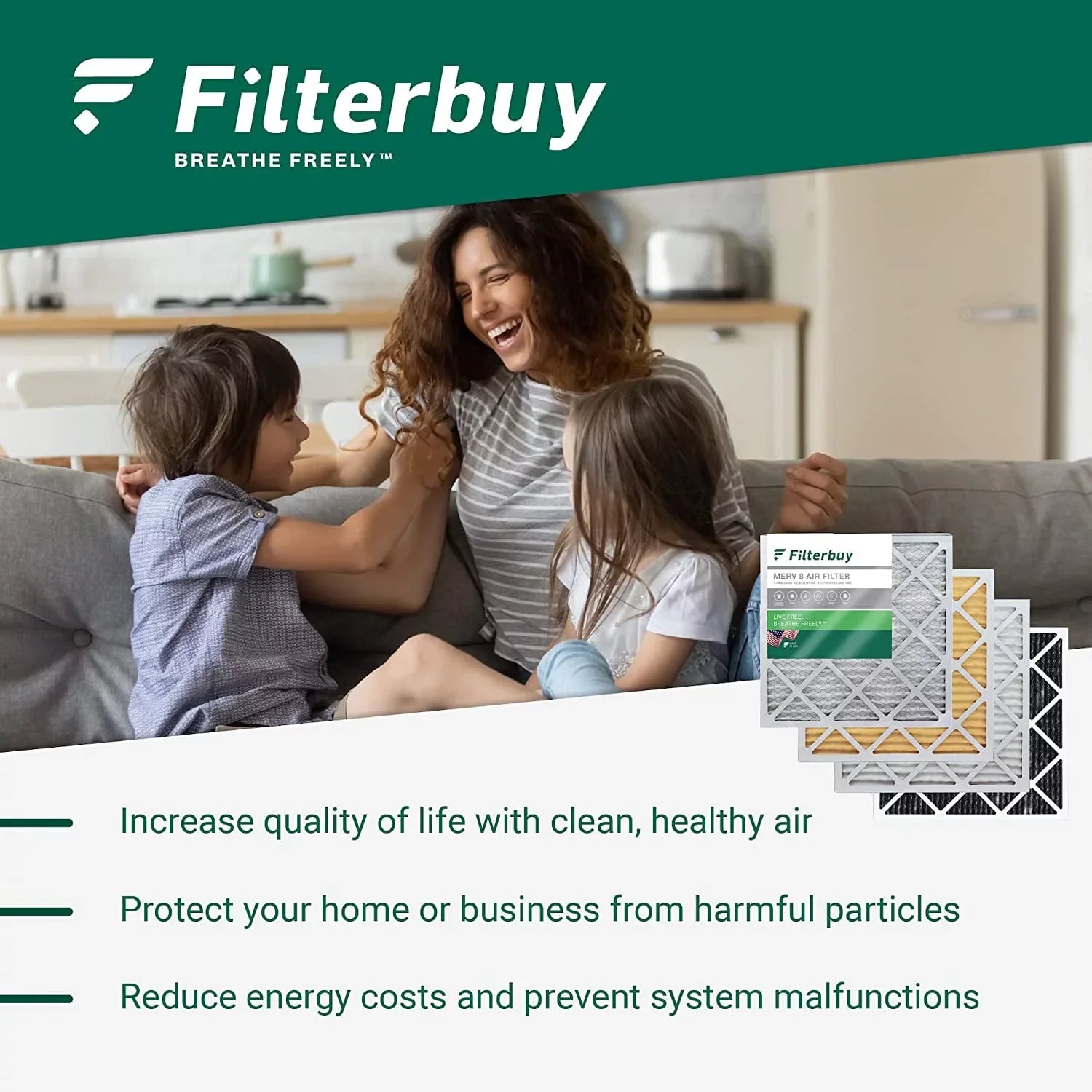 Filterbuy 20x20x5 MERV 8 Pleated HVAC AC Furnace Air Filters for Trion Air Bear 255649-103 (1-Pack)