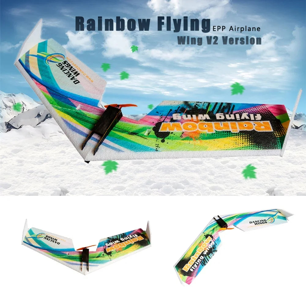 Dancing Hobby E0511 Rainbow Flying Wing V2 RC Airplane 800mm Wingspan Delta Wing Tail-pusher Aircraft KIT