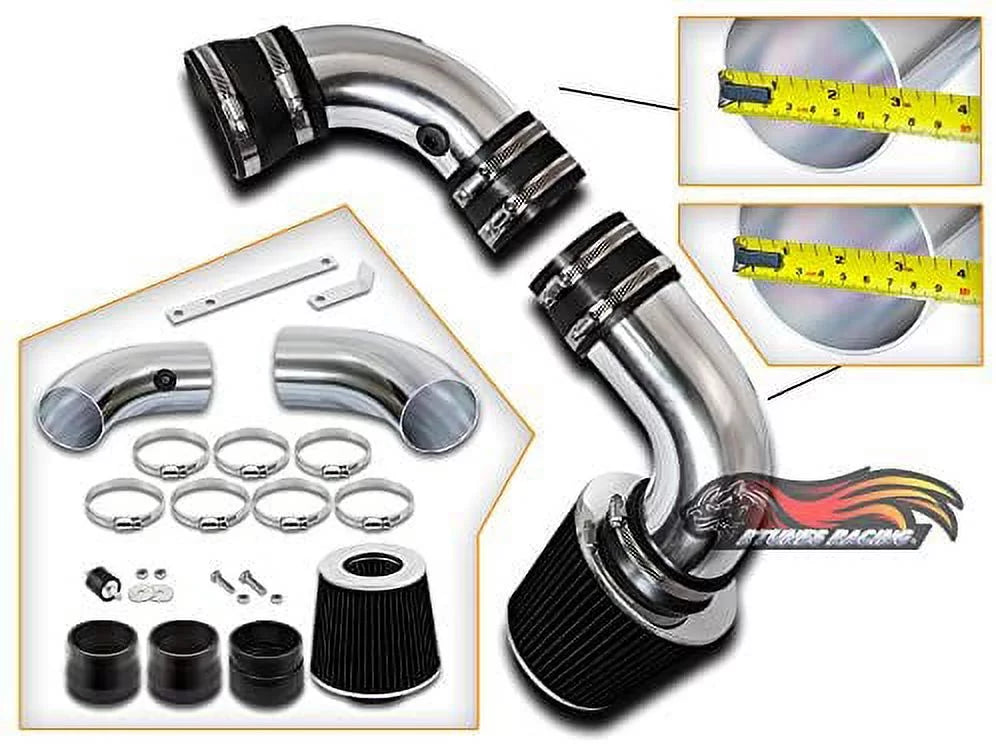 Rtunes Racing Cold Air Intake Kit + Filter Combo BLACK Compatible For 96-05 Chevy S10 / Blazer 4.3L / 96-05 GMC Sonoma/Jimmy 4.3L / 97-00 Isuzu Hombre / 96-01 Oldsmobile Bravada 4.3L