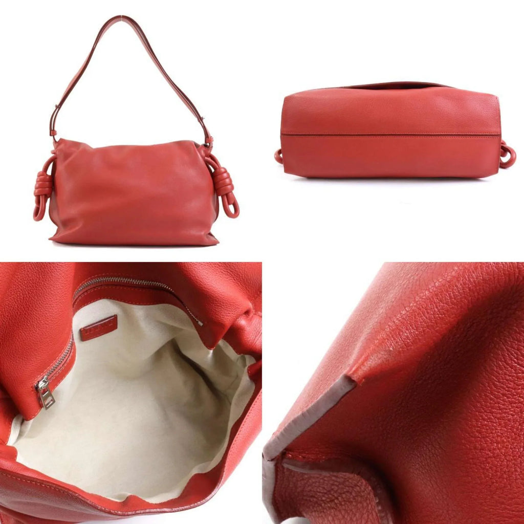 Pre-Owned LOEWE Shoulder Bag Leather Orange Red Women's (Good)