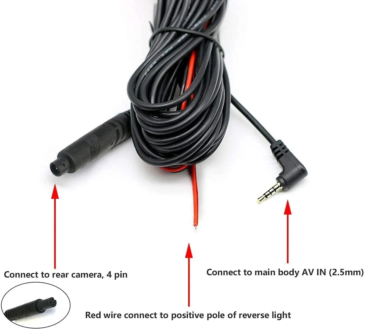 33Feet Rear Camera Extension Cord Cable (4 pin,2.5mm) for G840S / G840H / G850 / G900 / T10 Plus, not Suitable