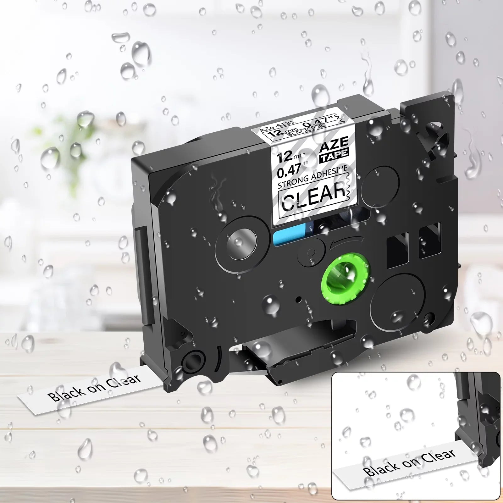 GREENCYCLE 6PK Compatible for Brother P-touch Black on Clear 12mm TZ TZe TZe-S131 TZ-S131 TZ-131 TZe-131 Extra Strength Laminated Label Tape