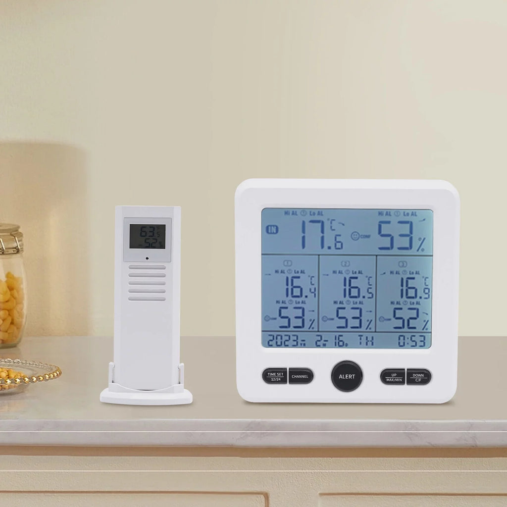 Digital Indoor Outdoor Hygrometer Thermometer Humidity Meter LCD 3 Sensors