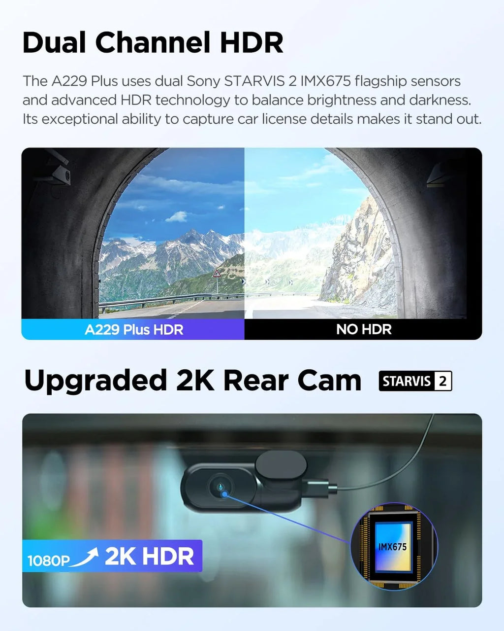 VIOFO A229 Plus 2CH Dashcam with GPS, Dual STARVIS 2 Sensors, 1440P+1440P Front Rear 1.87 lb Camera