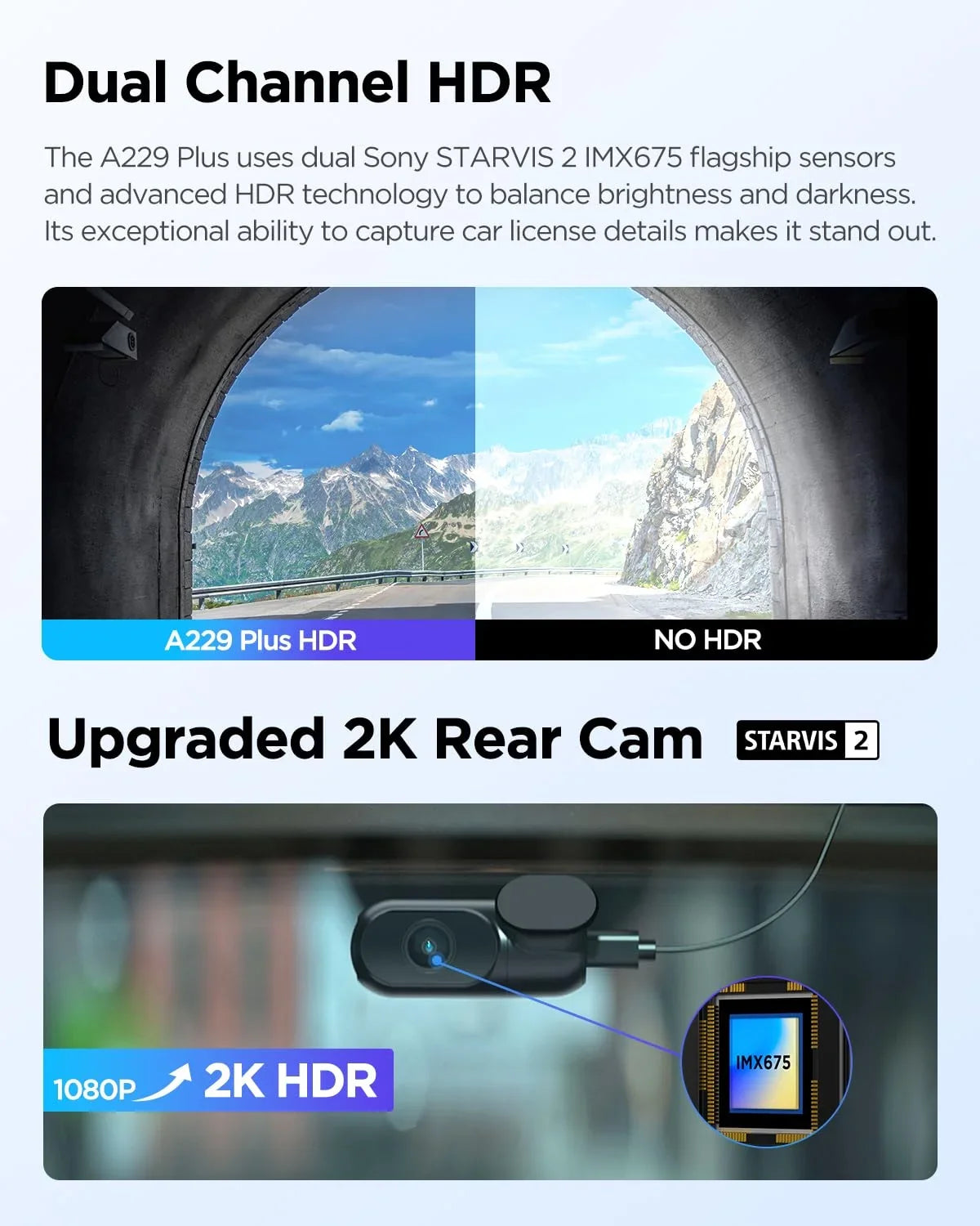 VIOFO A229 Plus 2CH Dashcam with GPS, Dual STARVIS 2 Sensors, 1440P+1440P Front Rear 1.87 lb Camera