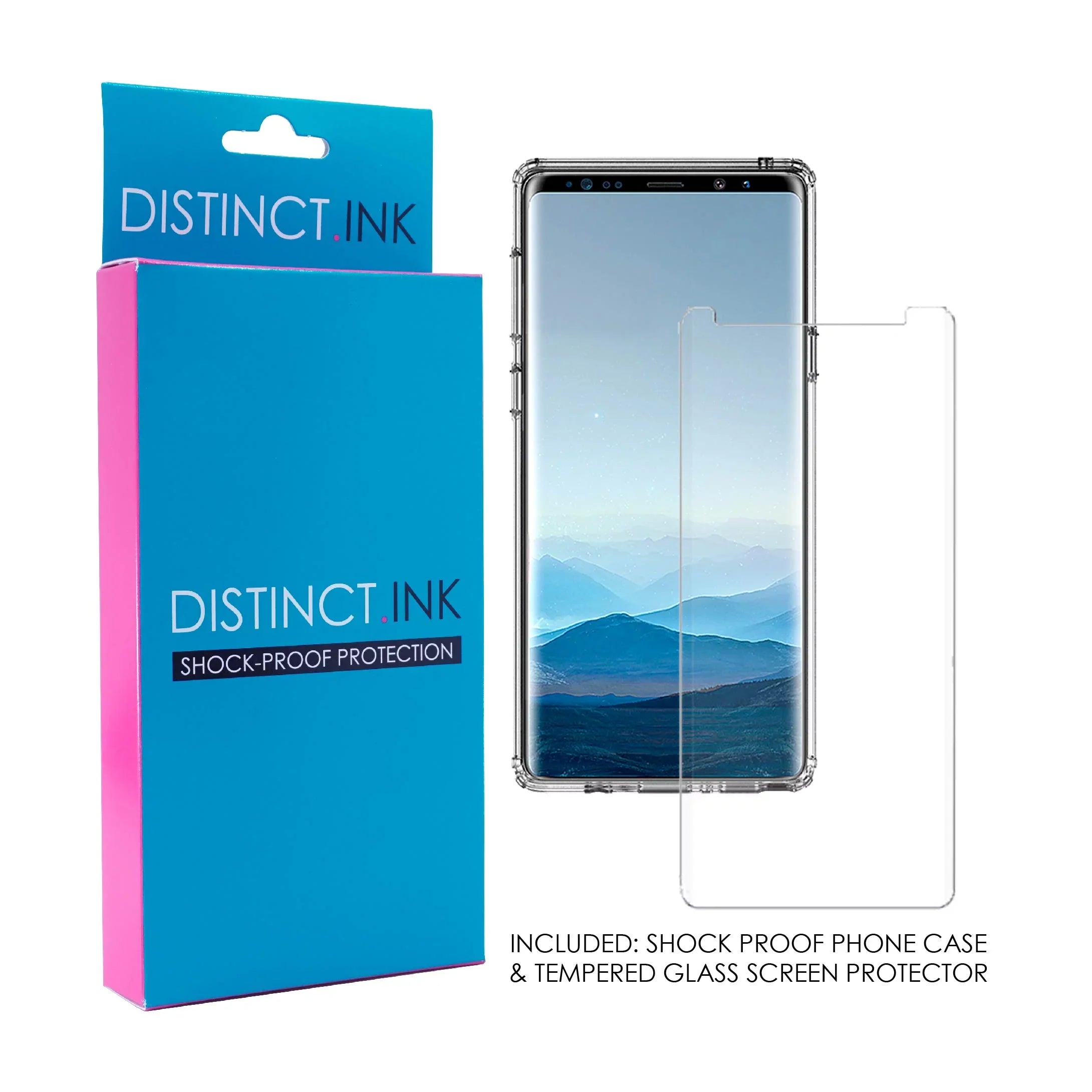 DistinctInk Clear Shockproof Hybrid Case for Samsung Galaxy Note 9 - TPU Bumper, Acrylic Back, Tempered Glass Screen Protector - 2 Corinthians 5:7 - Walk By Faith Even When I Cannot See