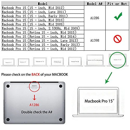 MacBook Pro 15 Case 2011/2010 /2009 Release A1286, Ruban Hard Case Shell Cover and Keyboard Skin Cover for Apple MacBook Pro 15