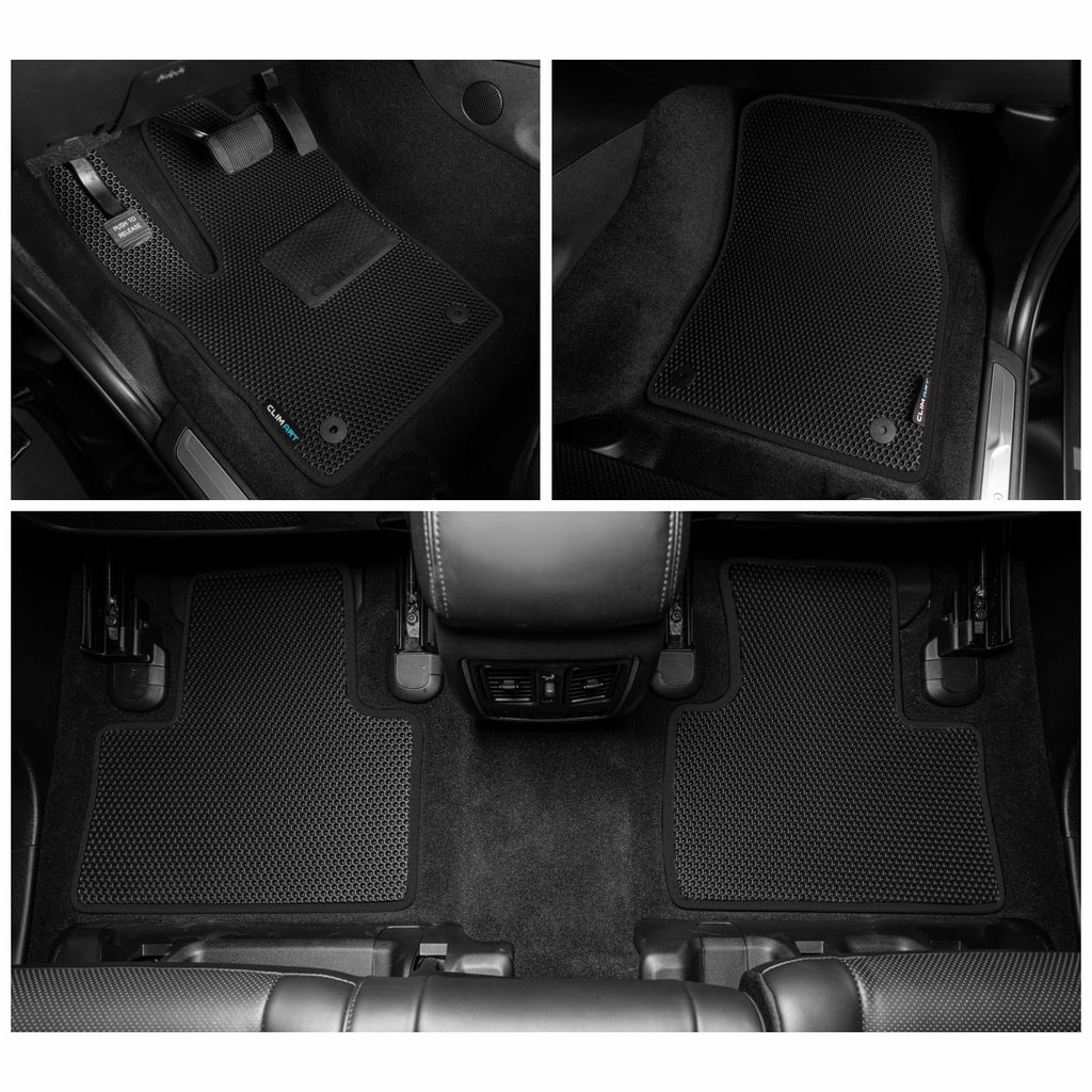 CLIM ART Watertrap Custom Fit Floor Mats Compatible for Jeep Grand Cherokee 2016-2021, 1st & 2nd Row, Car Mats Floor Liner, All-Weather, Car Accessories for Man & Woman, Black/Black - FL011318032