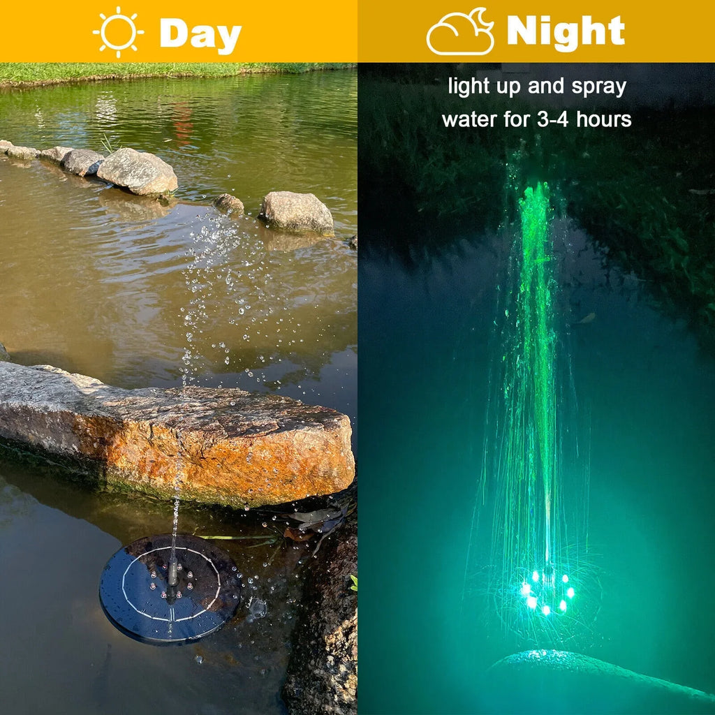Solar Power Water Fountain Pump Bird Bath 6LED Floating Pond Pool Outdoor Garden