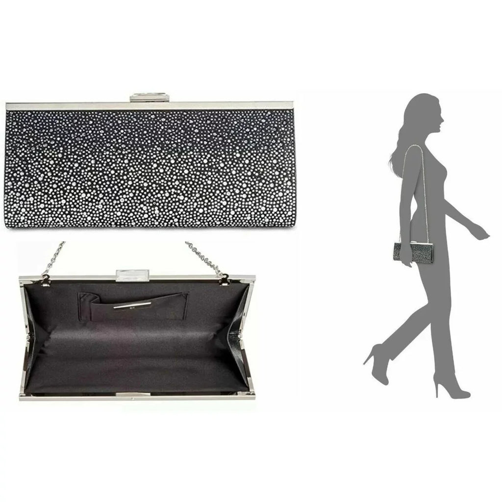 INC International Concepts Carolyn Ombré Glitter Clutch Evening Bag BLACK New with box/tags