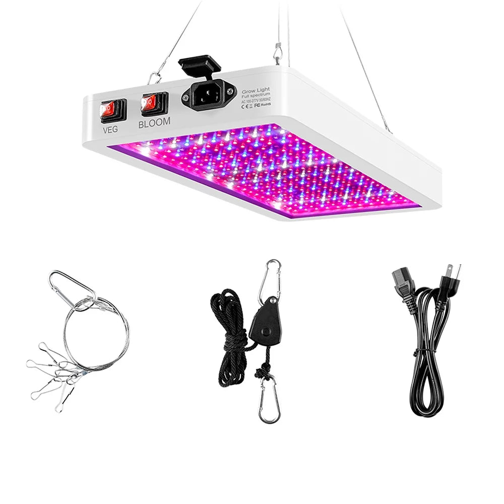 Aibecy Dual Switch LED Grow Light 2000W for Indoor Plants Full Spectrum IP65 Waterproof Ideal for Seedlings Flowers Greenhouse