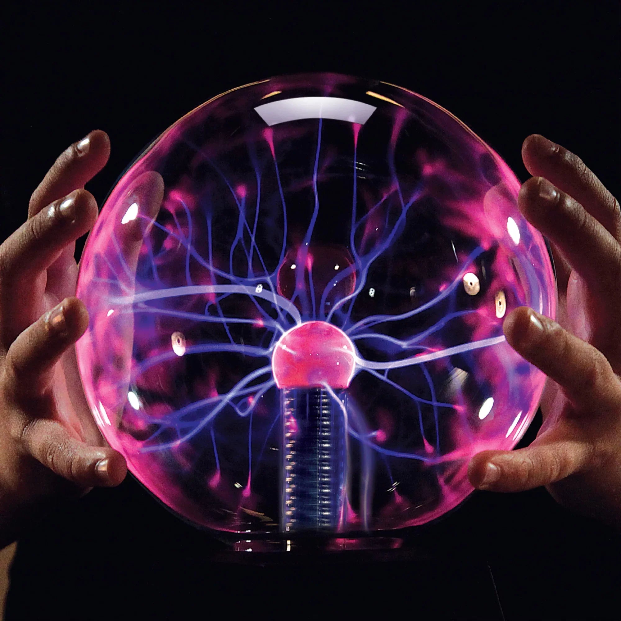 Discovery #Mindblown 6" Plasma Globe Lamp with Interactive Electric Touch and Sound Sensitive Lightning and Tesla Coil, Includes AC Adapter, Glass STEM Lava Lamp-Style Light for Desk, Kids Room