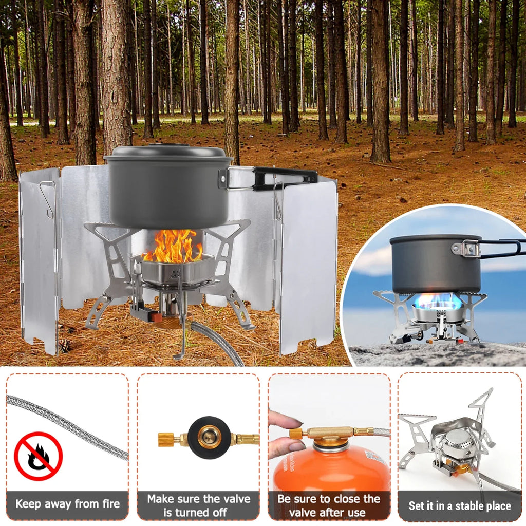 Apexeon Camping Stove Kit: Portable Gas Stove for Outdoor Cooking - Lightweight and Easy to Carry