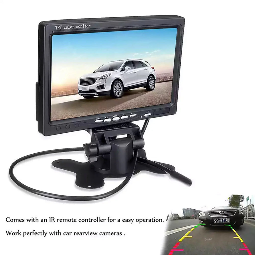 moobody 7 Inch HD Monitor Screen Screen TFT Car Screen Monitor HD 1024x600 Screen AV Input Built-in Speaker For Trucks Bus RV Trailer Reverse Rear View Backup Camera