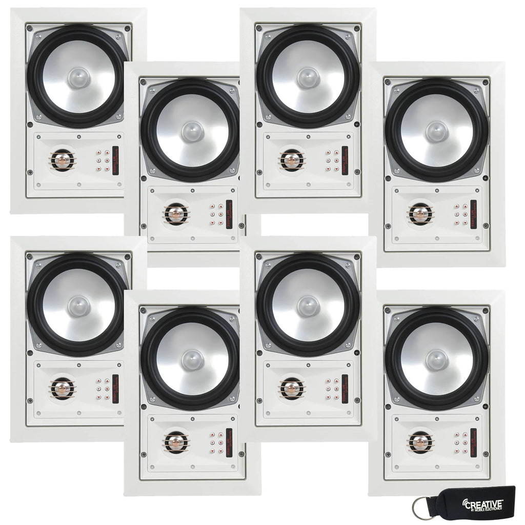SpeakerCraft MT6 Three - In-Wall or Ceiling Speaker Includes White Grill - (Multipack of 4 pair, 8 speakers total)