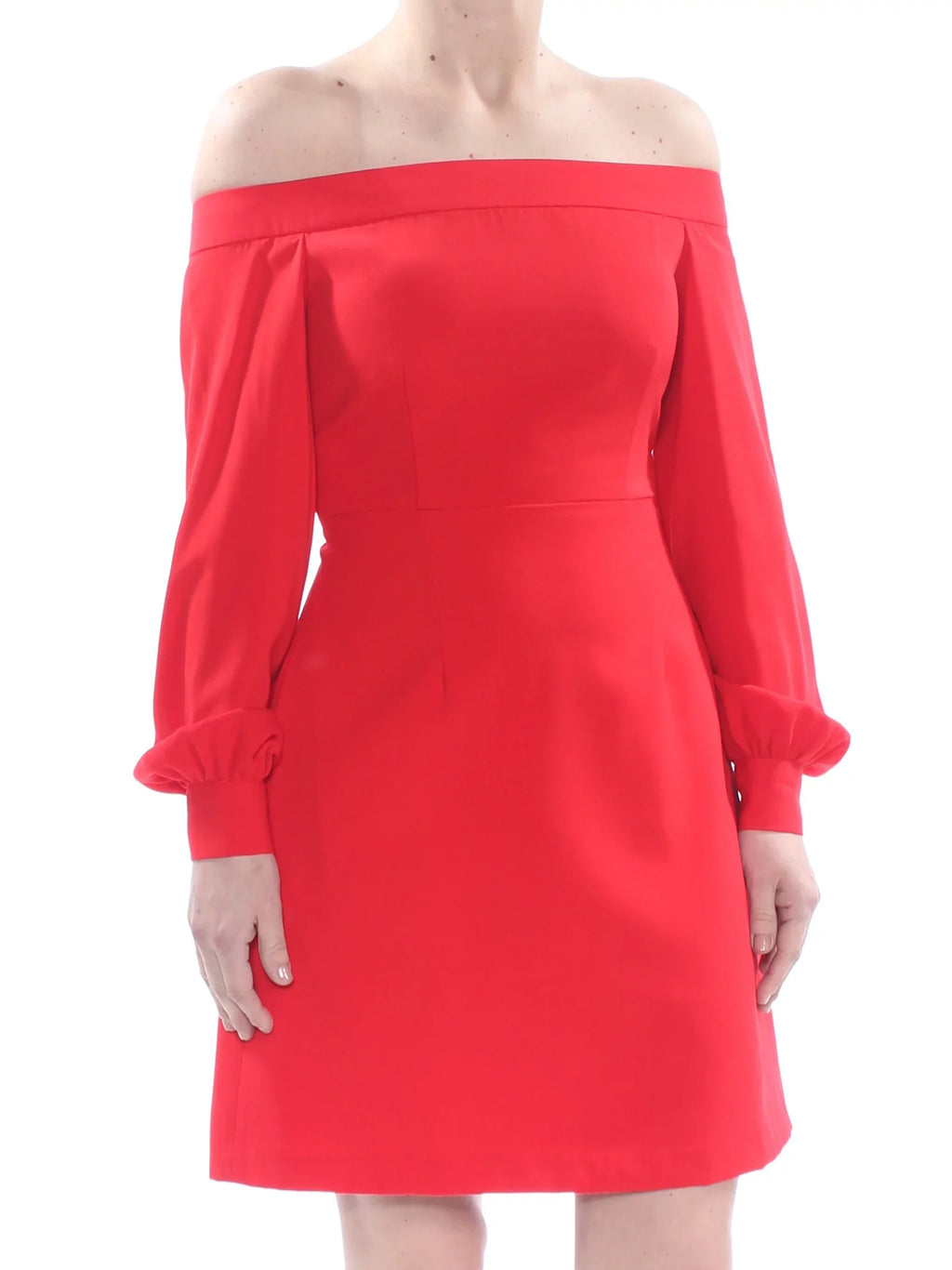 JILL STUART Womens Red Long Sleeve Off Shoulder Above The Knee Party A-Line Dress 2