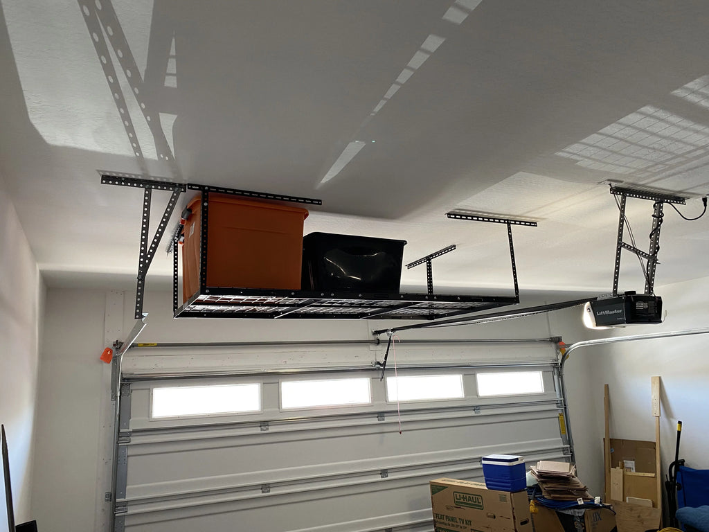 HECASA 3FT X 6FT Overhead Storage Rack Heavy Duty 72" x 36" Mounted Ceiling Rack Shelf Black Steel