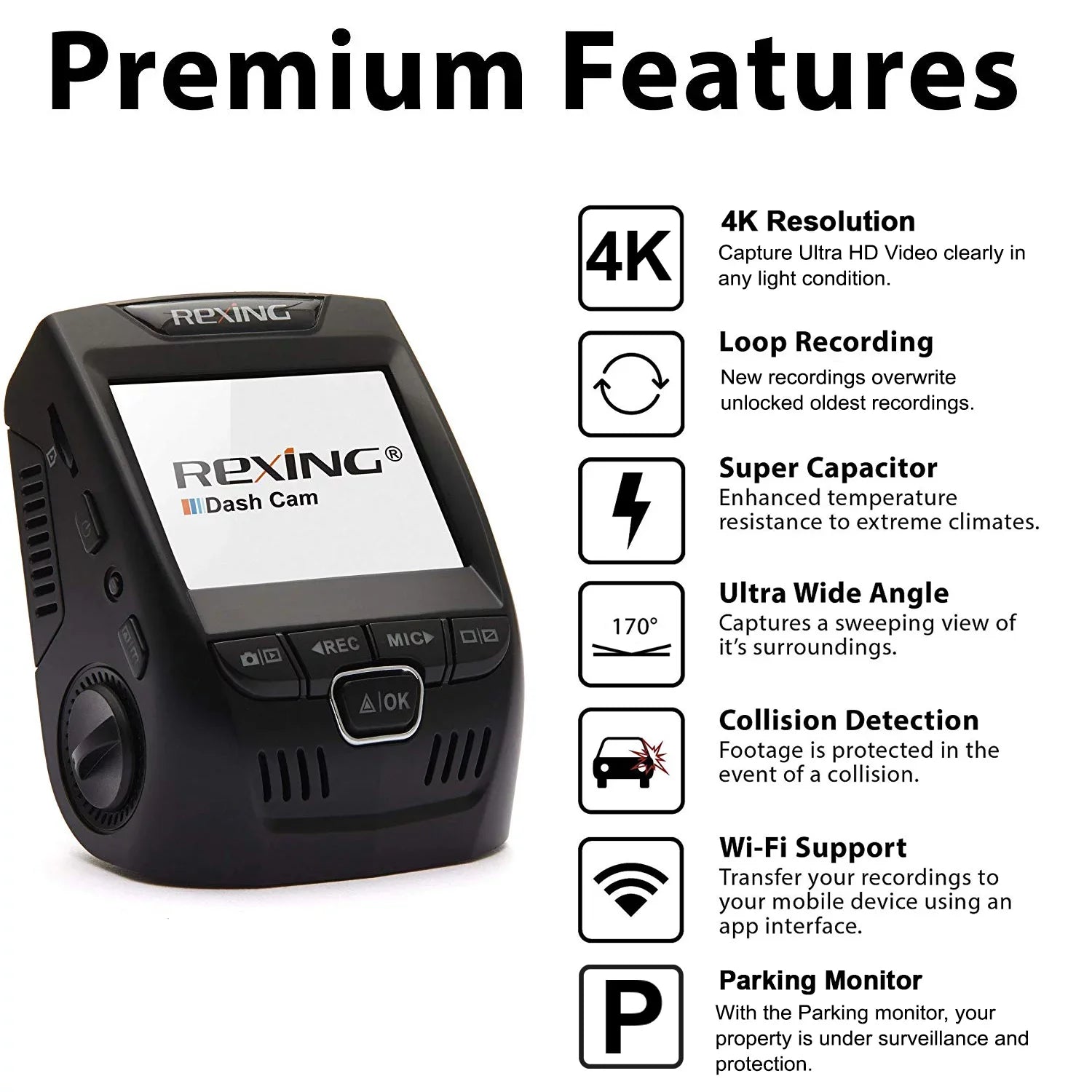 Rexing V1-4K Ultra HD Car Dash Cam