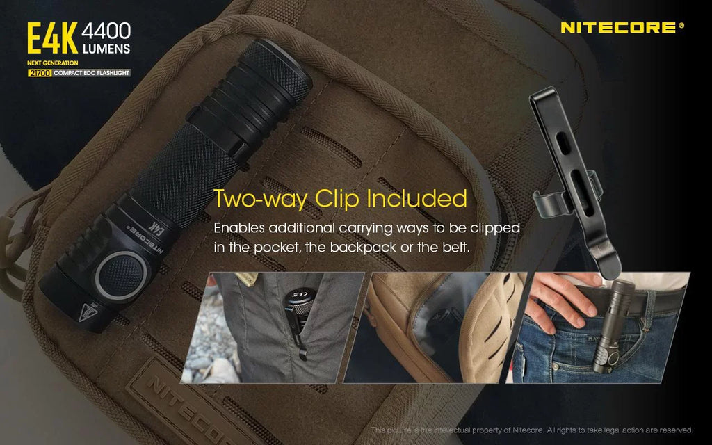 Combo: NITECORE E4K Next generation Flashlight - 4400 Lumens w/NL2150HPi  and  NL2150HPR Batteries +UMS2 Intelligent Charger  and  Eco-Sensa USB Cord