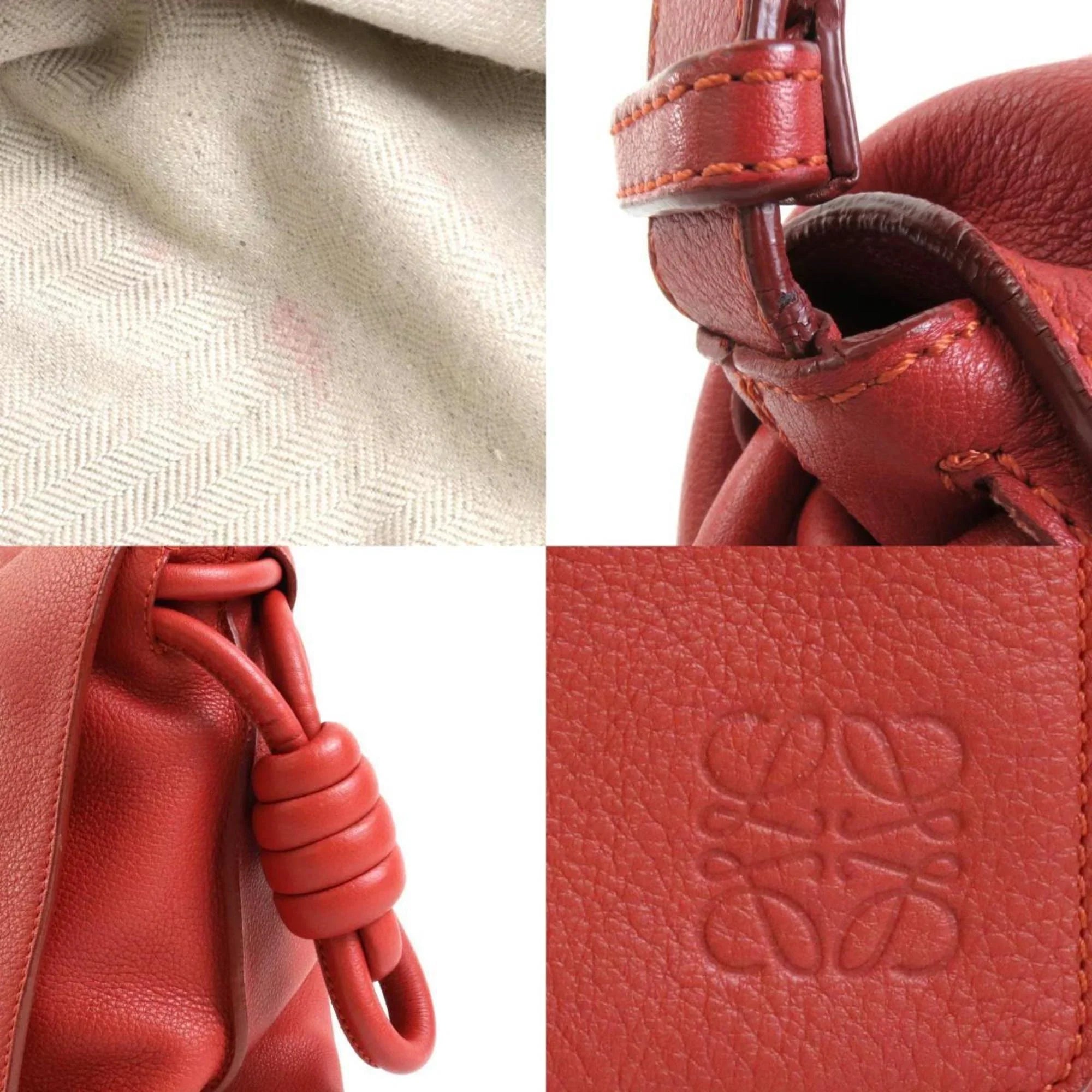 Pre-Owned LOEWE Shoulder Bag Leather Orange Red Women's (Good)