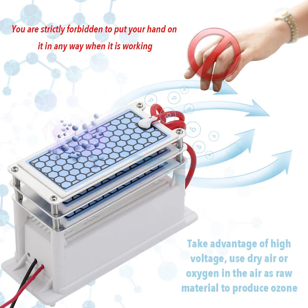 CACAGOO Portable Ceramic 15g/h Generator Long Life Three Tablets Integrated Plate Air Water Purifier