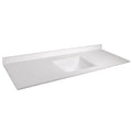 Design House 557660-WHT 61-inch Camilla Cultured Marble Centerset Mount Rectangle Single Bow Vanity Top with Integrated Backsplash, Solid White