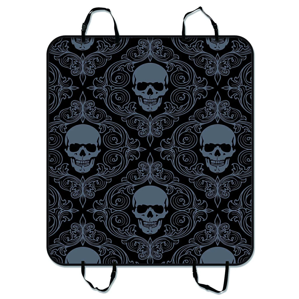 GCKG Dark Balck World Design Skull With Lacy Pattern Pet Car Seat Cover Dog Car Seat Mat Hammock Cargo Mat Trunk Mat For Cars Trucks and SUV 54x60 inches