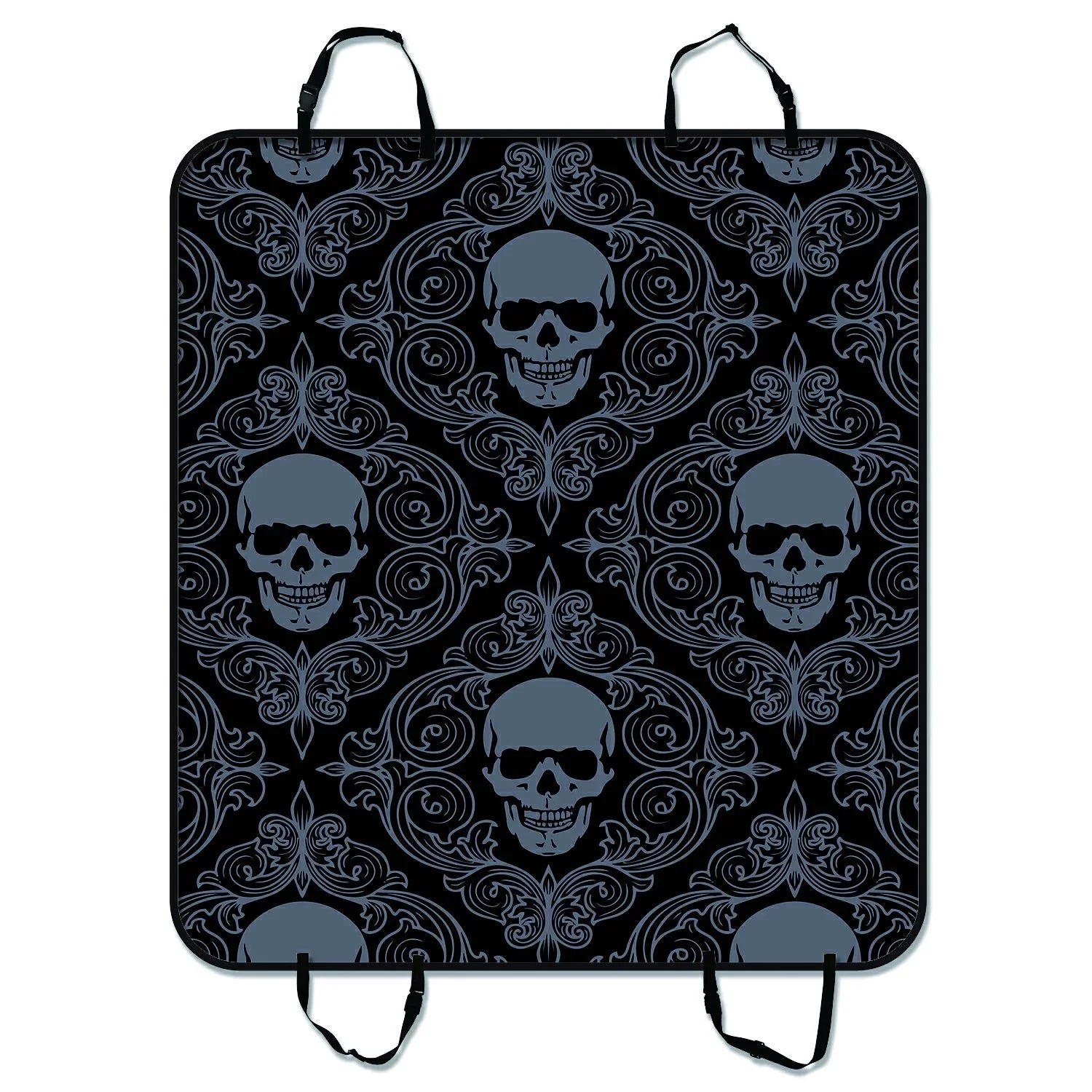 GCKG Dark Balck World Design Skull With Lacy Pattern Pet Car Seat Cover Dog Car Seat Mat Hammock Cargo Mat Trunk Mat For Cars Trucks and SUV 54x60 inches