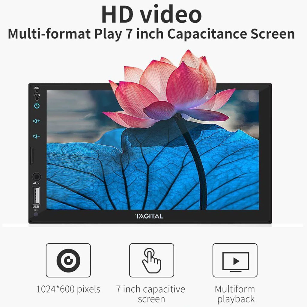 Tagital Double Din Car Stereo Apple Carplay &Android Auto, 7 Inch HD LCD Touch Screen with Bluetooth, MP5 Player, Backup Camera, Mirror Link