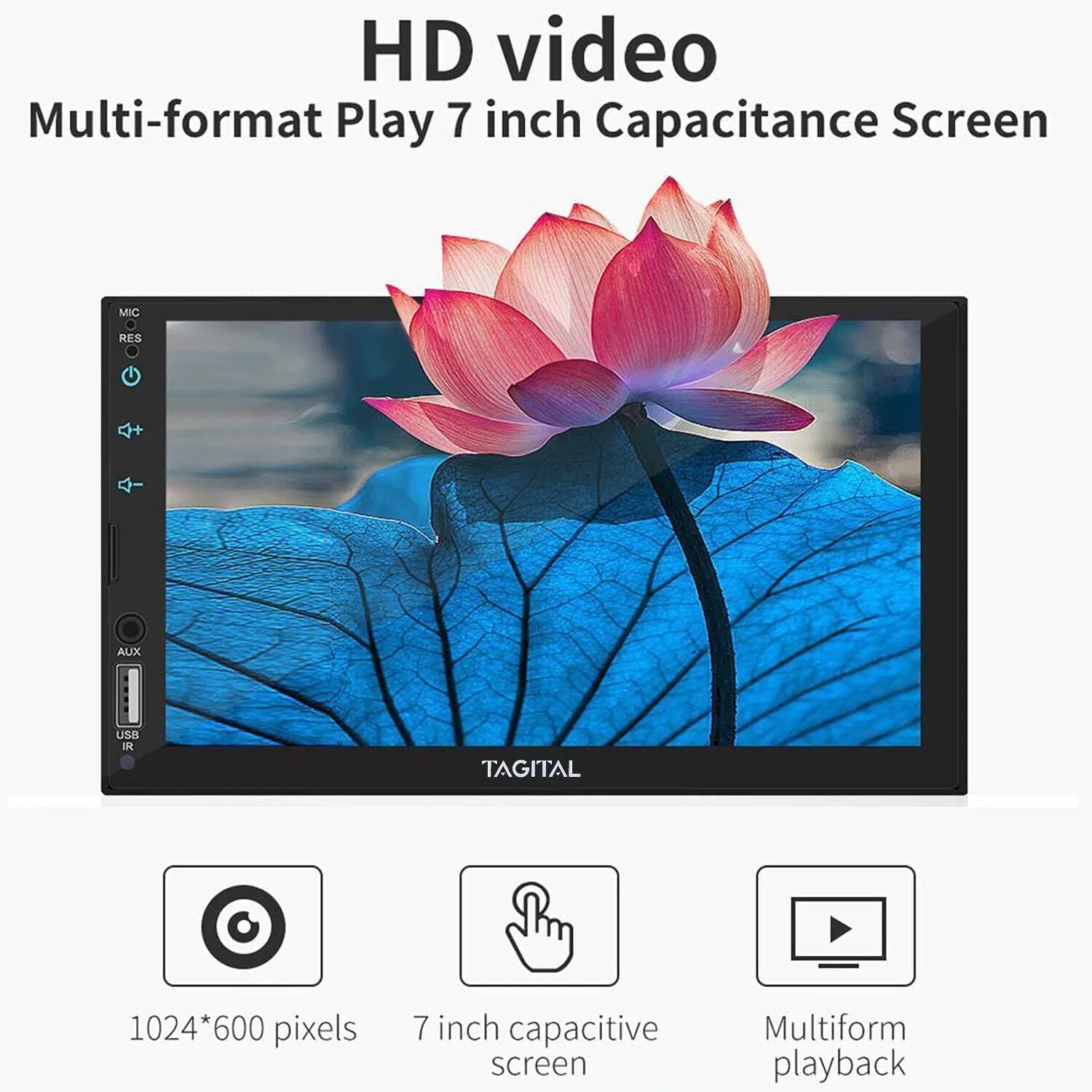 Tagital Double Din Car Stereo Apple Carplay &Android Auto, 7 Inch HD LCD Touch Screen with Bluetooth, MP5 Player, Backup Camera, Mirror Link