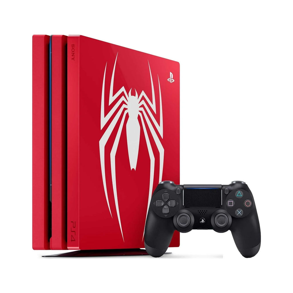Sony PlayStation 4 Pro 1TB Gaming Console Spider-Man Limited Edition with Charging Dock HDMI Cable 2 Controller Bolt Axtion Like New