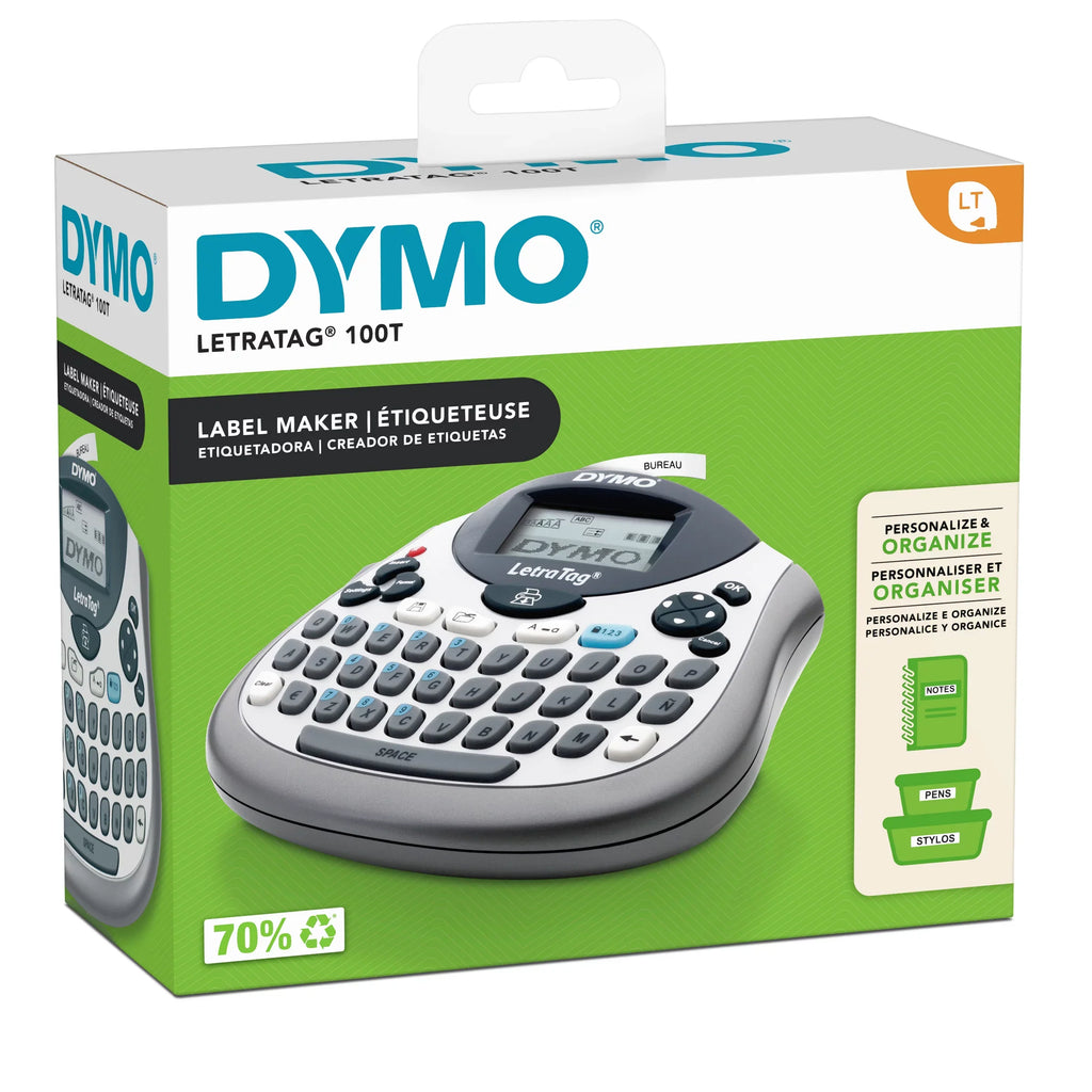 DYMO LetraTag 100T QWERTY Label Maker, Includes Black Print on White Paper Label