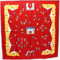 Pre-Owned Bvlgari scarf muffler silk red circus pattern BVLGARI ladies (Like New)