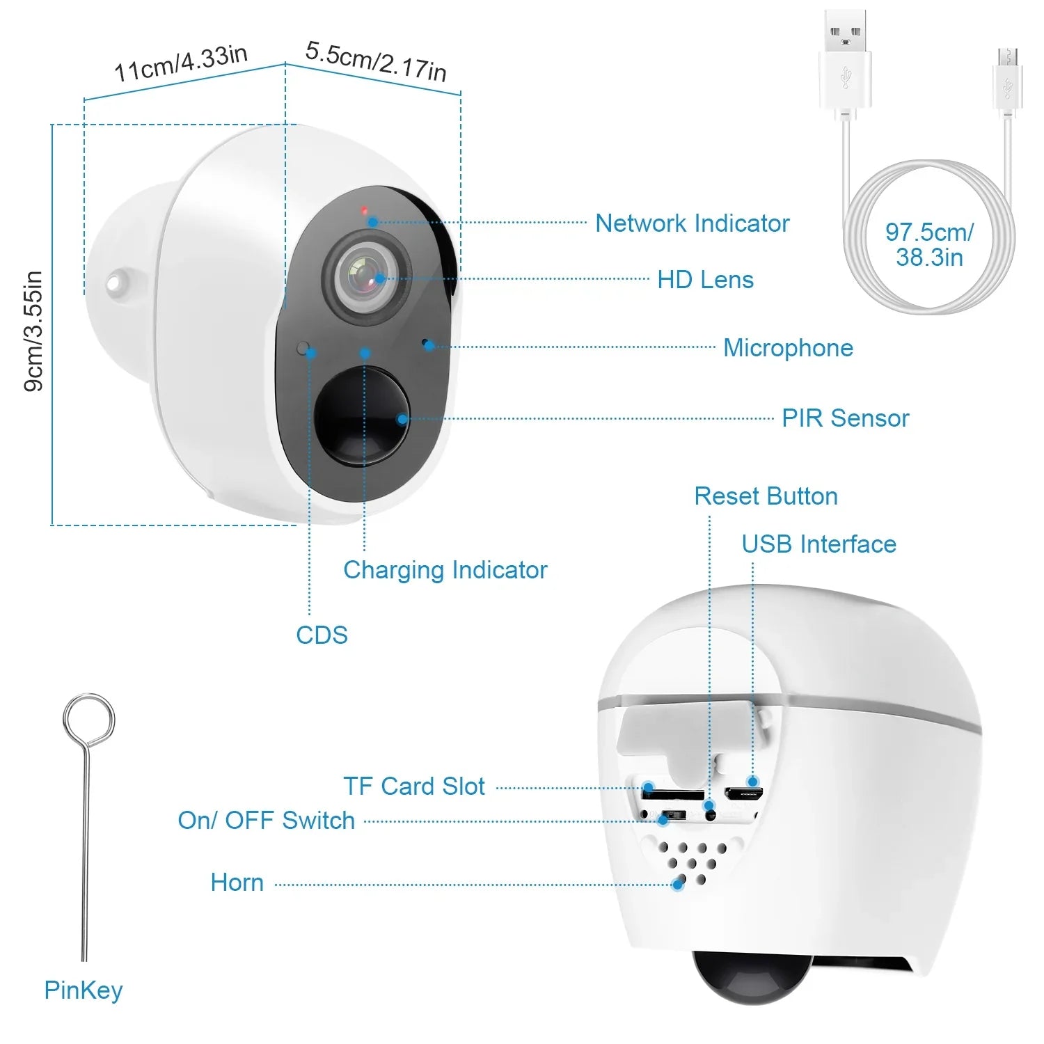 iNova 1080P FHD WiFi IP Camera Two-Way Audio Security Surveillance Camera IP65 Waterproof