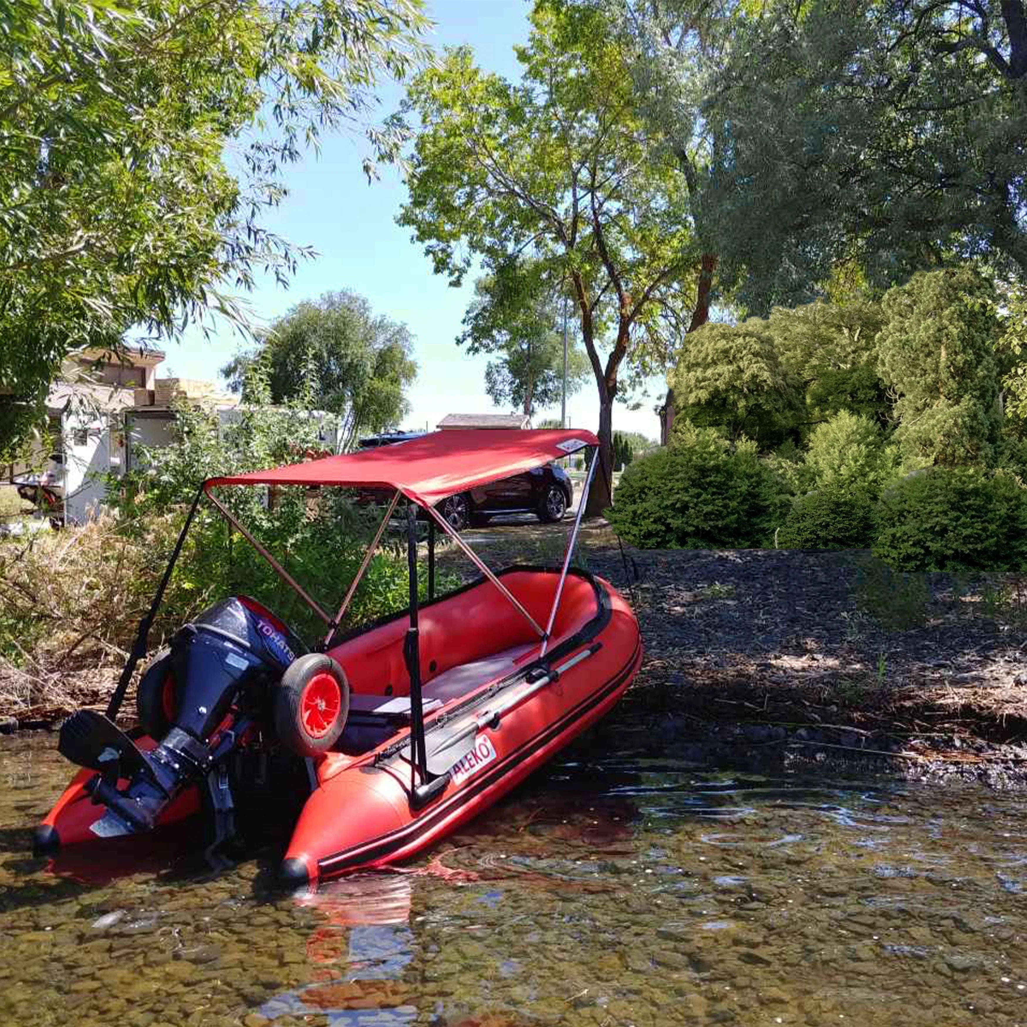 ALEKO Inflatable Boat with Air Deck Floor - 10.5 Ft - Red