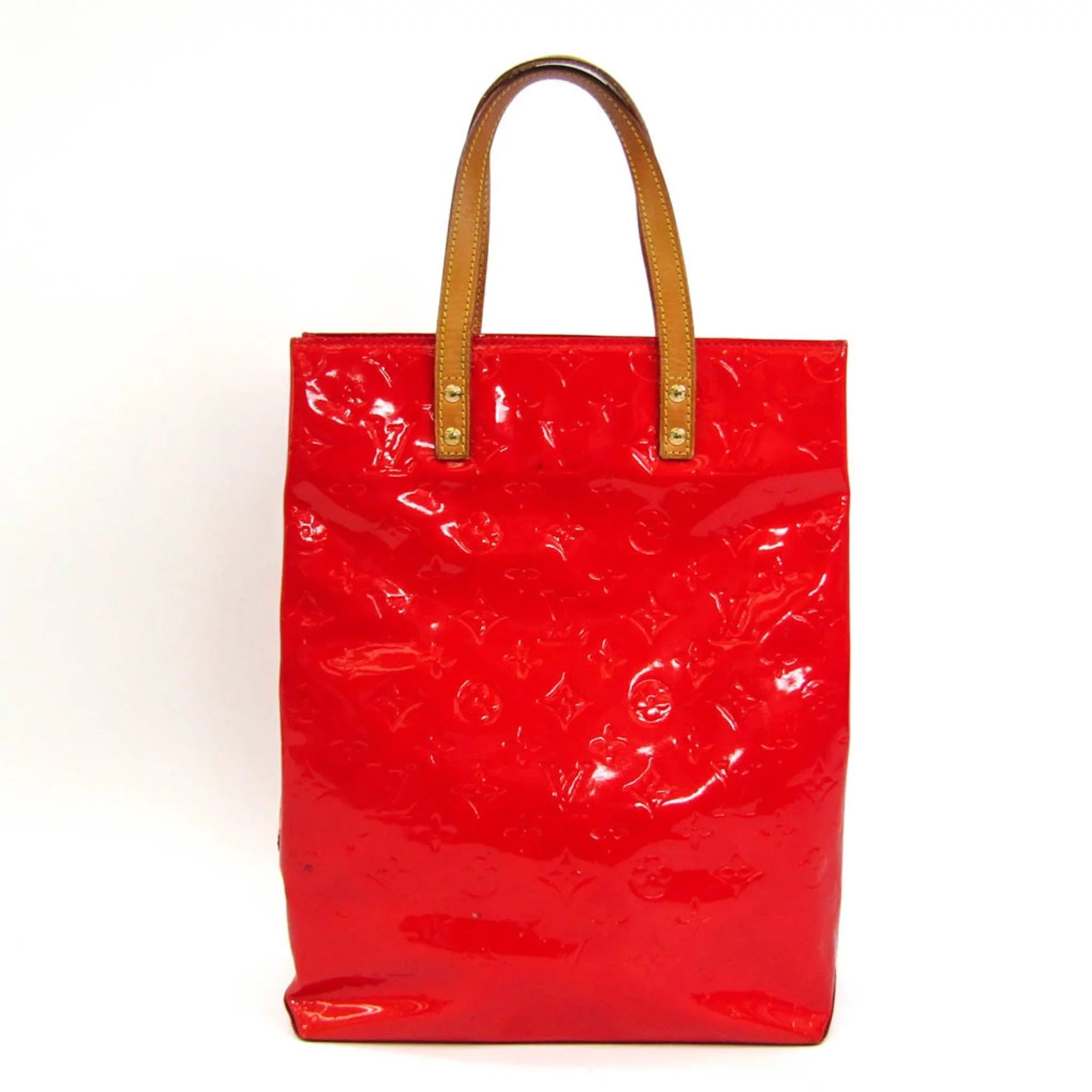 Pre-Owned Louis Vuitton Monogram Vernis Reade MM M91086 Women's Handbag Rouge (Good)