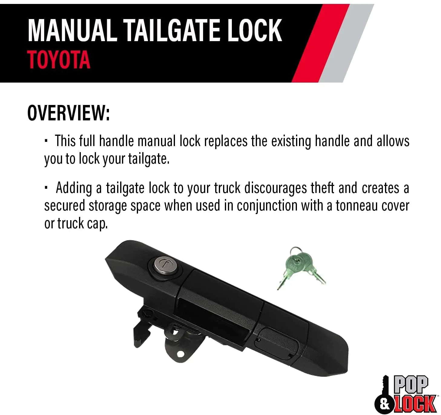 Pop & Lock PL5500 Manual Tailgate Lock Fits 05-15 Tacoma Fits select: 2005-2015 TOYOTA TACOMA