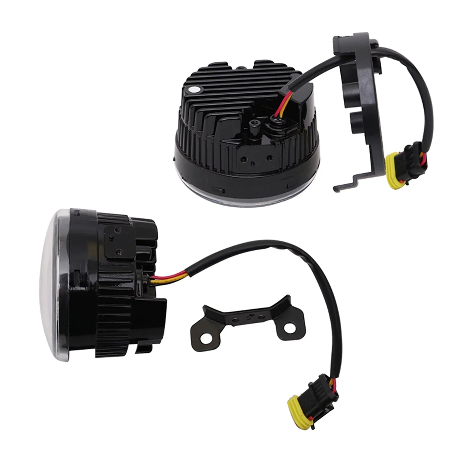 Ikon Motorsports Compatible with Ford Mustang, Ford Focus, Ford Taurus X, Ford Transit Connect; Lincoln LS & Navigator Front LED Fog Lamp Foglight Pair LH RH Clear Lens W/ Wire Harness