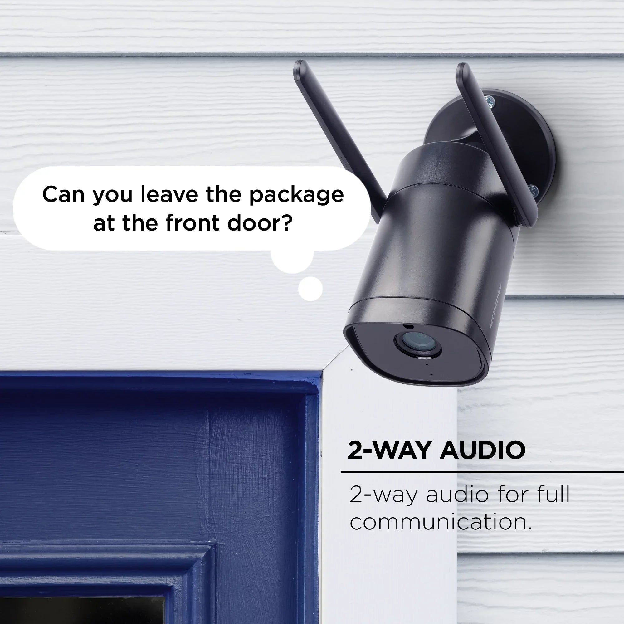 Merkury Smart 1080P Smart Outdoor Security Camera - Weatherproof, Night Vision, 2-Way Audio, Black, Wi-Fi