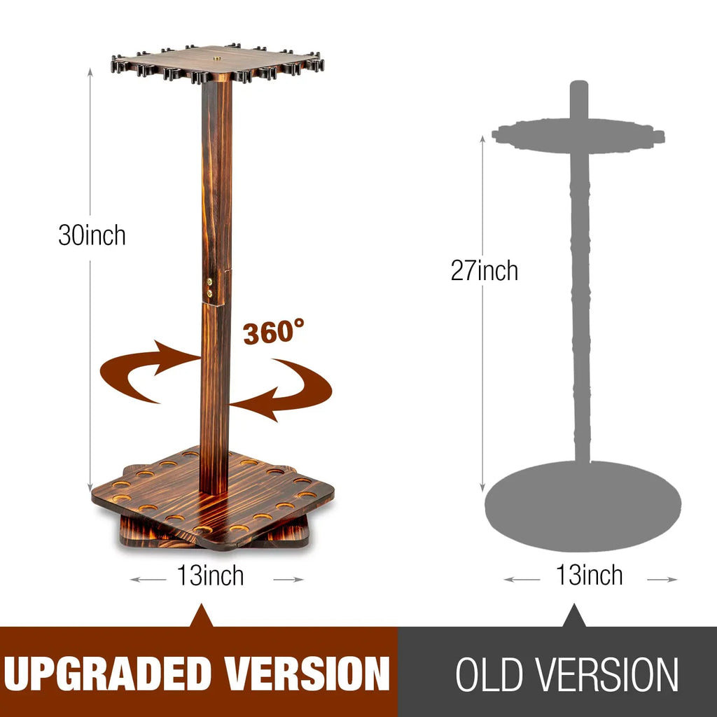 Ghosthorn Fishing Rod Pole Holders for Garage 360 Degree Rotating , Holds up to 16 Rods  Wood  Fishing Gifts for Men