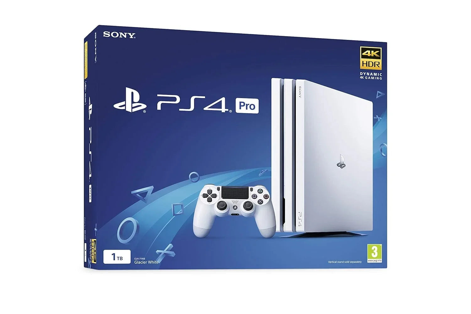 Sony PlayStation 4 Pro 1TB Gaming Console Glacier White HDMI Cable With BOLT AXTION Cleaning Kit Bundle Like New