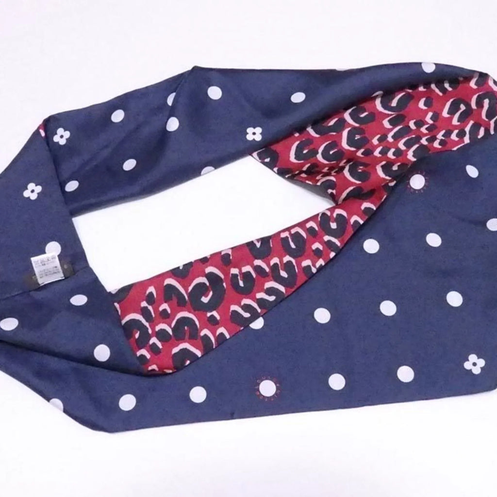 Pre-Owned Louis Vuitton Scarf Snood Leopard Navy x Red Multicolor 100% Silk Women's M74608 (Good)