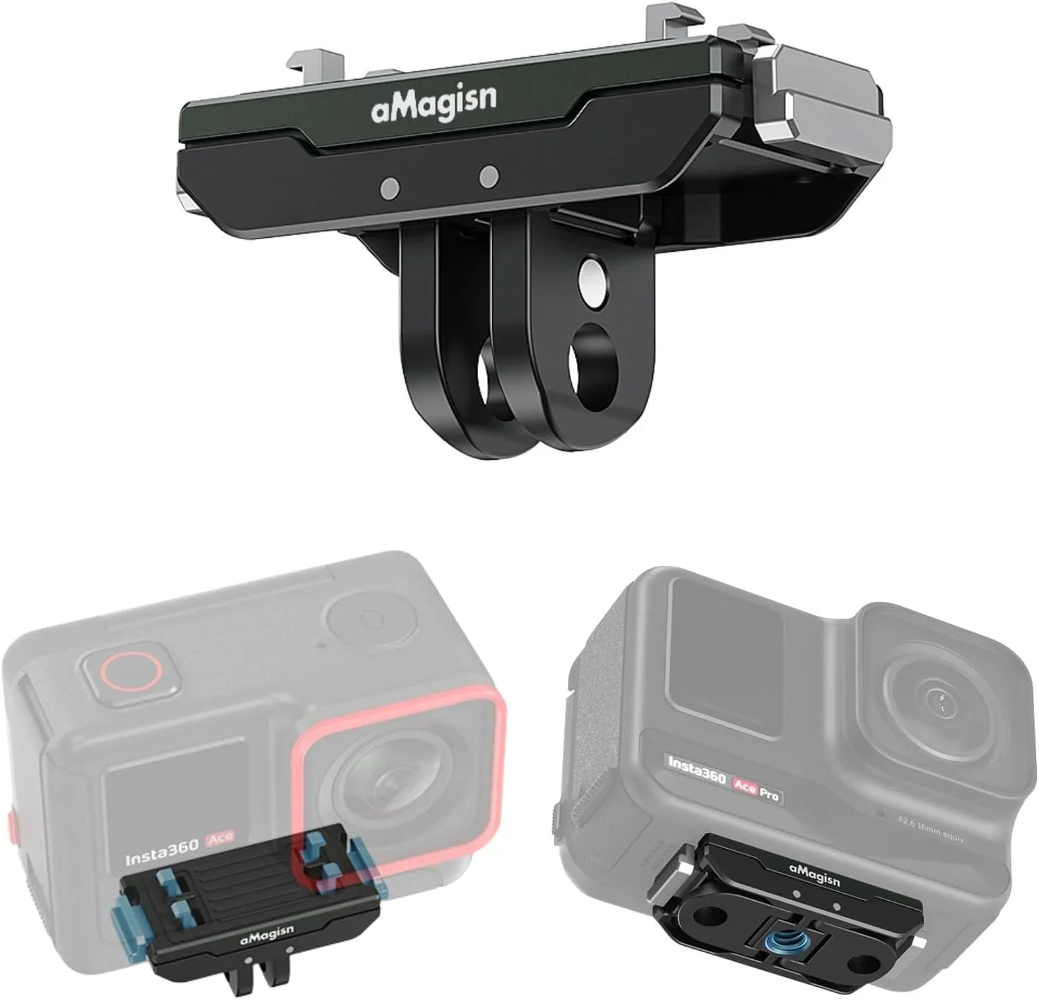 GAEKOL Insta360 Ace Pro Quick Release Mount, Snap-On Magnetic 2 Prong Mount and 1/4 Thread Mount for Insta360 Ace Pro / Insta360 Ace