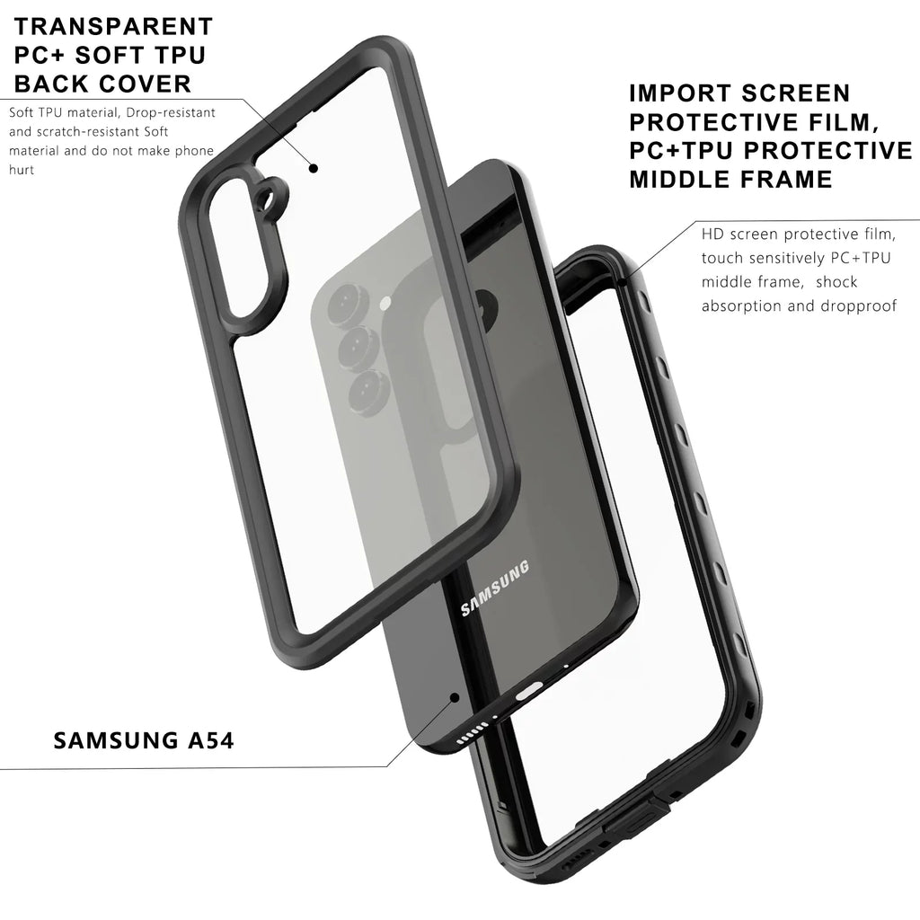 ELEHOLD Rugged Waterproof Case for Samsung Galaxy A54 5G,IP68 Underwater Built-in Screen Protector Full-Body Protection Shockproof Dustproof Waterproof Scratch-Resistant Case for Samsung A54 5G